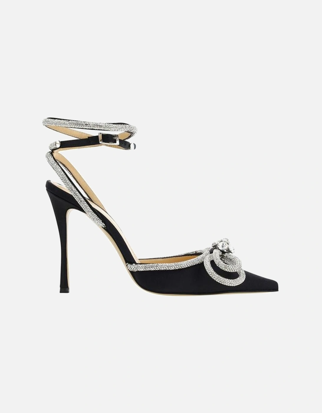 Calfskin Sandals with Shiny Bow and Beaded Applique Women - Black, 4 of 3