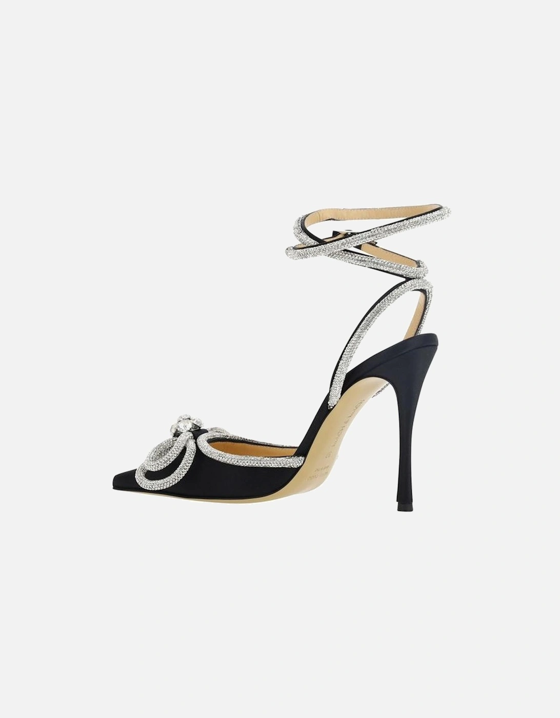 Calfskin Sandals with Shiny Bow and Beaded Applique Women - Black