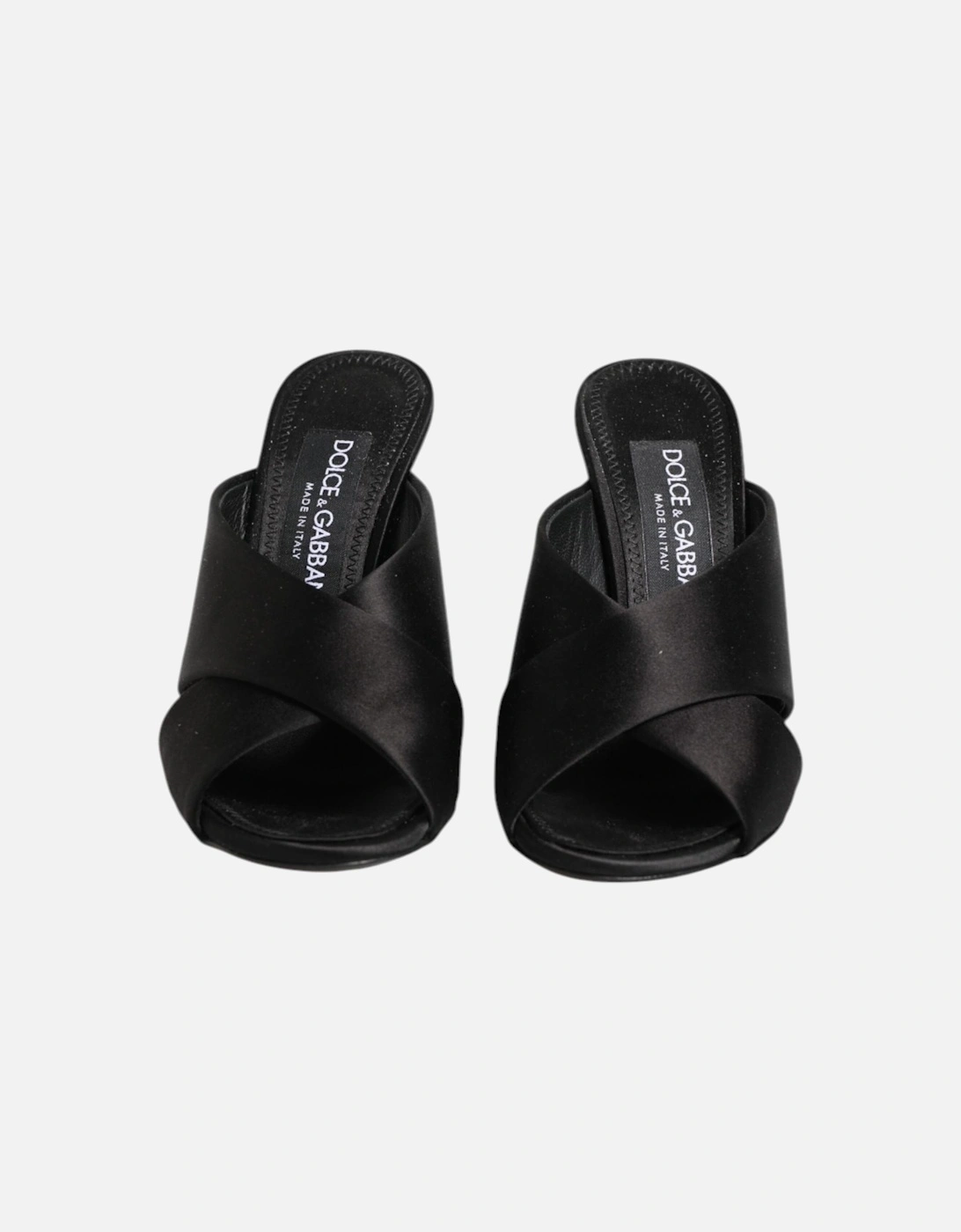 Satin High Heel Crossover Panel Sandals Women - Black
