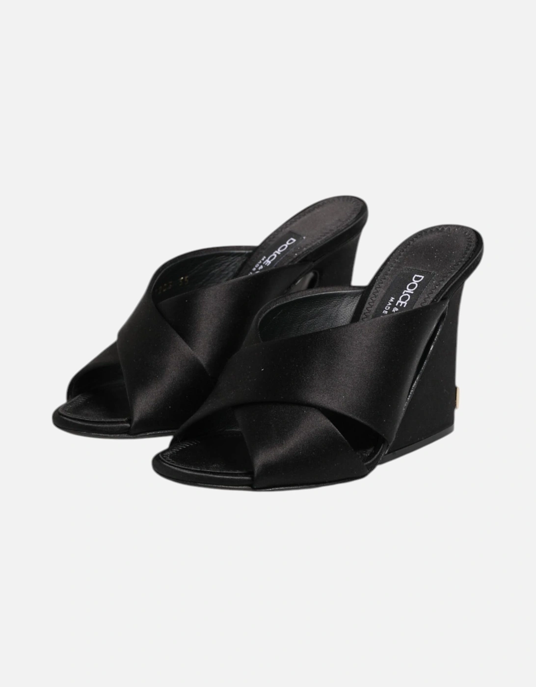 Satin High Heel Crossover Panel Sandals Women - Black