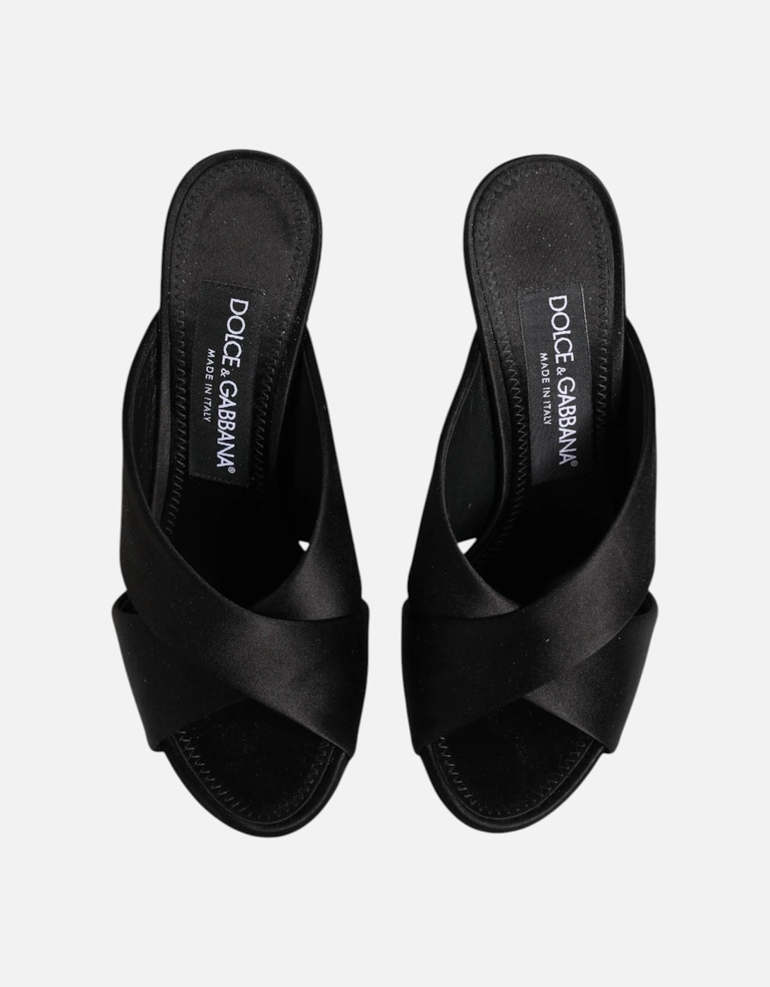 Satin High Heel Crossover Panel Sandals Women - Black