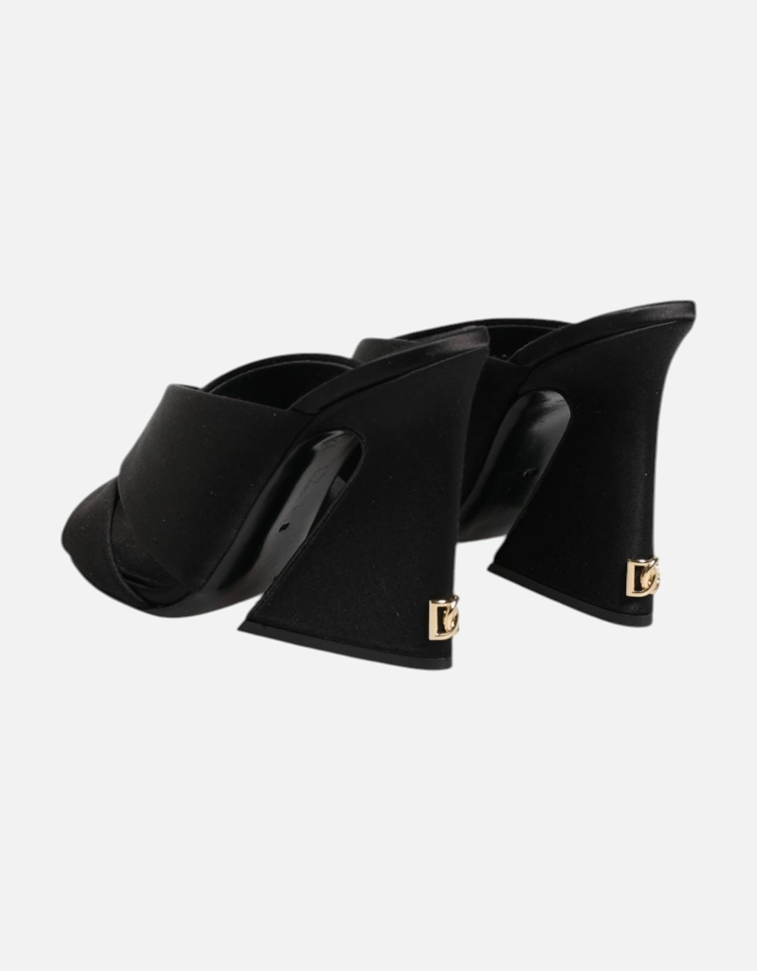 Satin High Heel Crossover Panel Sandals Women - Black