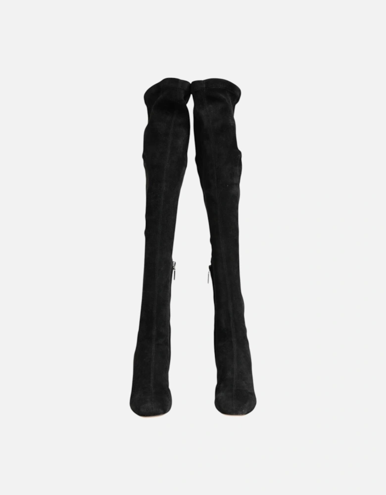 Luxurious Suede Knee-High Leather Boots Women - Black