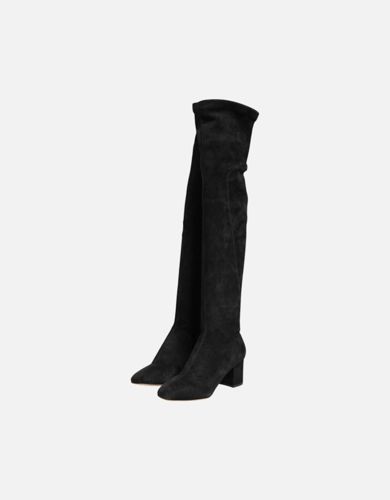 Luxurious Suede Knee-High Leather Boots Women - Black
