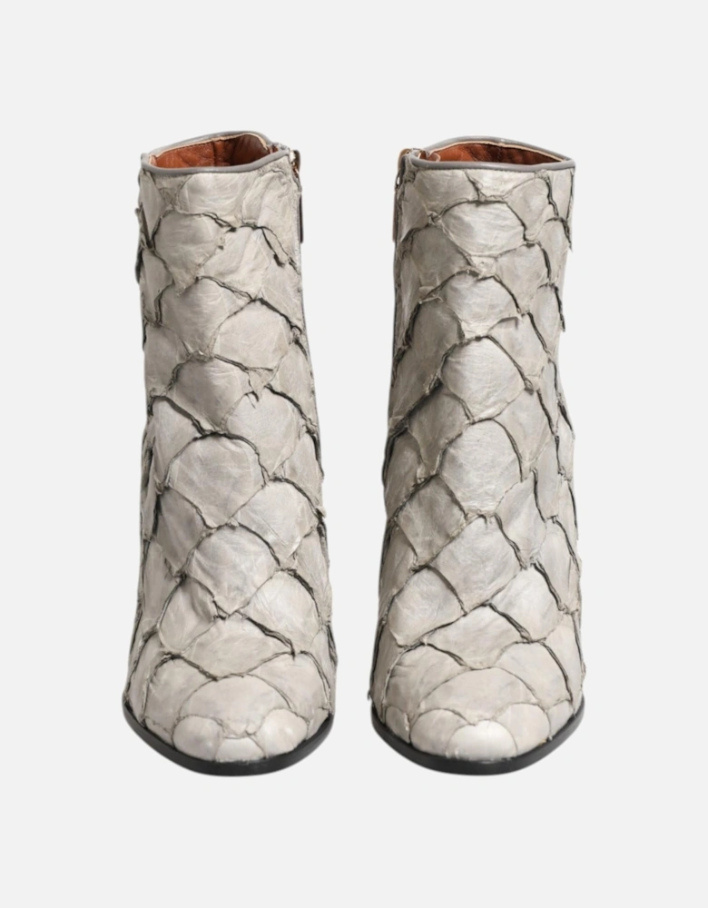 Leather Ankle Boots with Zipper Closure Women - Off White
