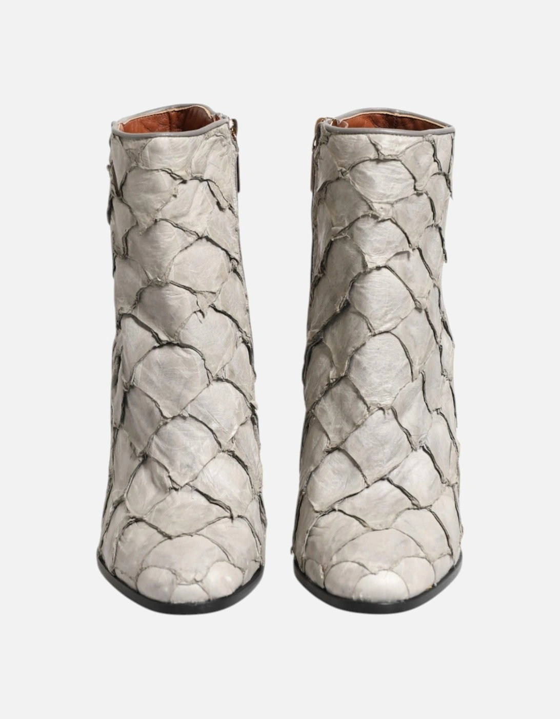Leather Ankle Boots with Zipper Closure Women - Off White