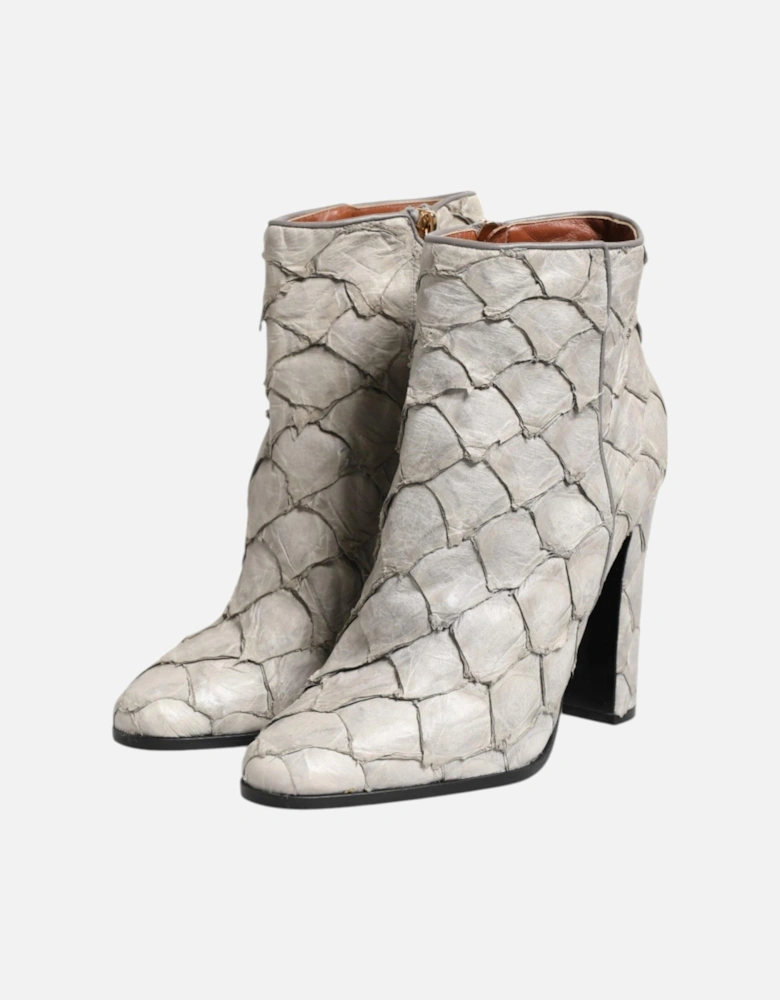Leather Ankle Boots with Zipper Closure Women - Off White