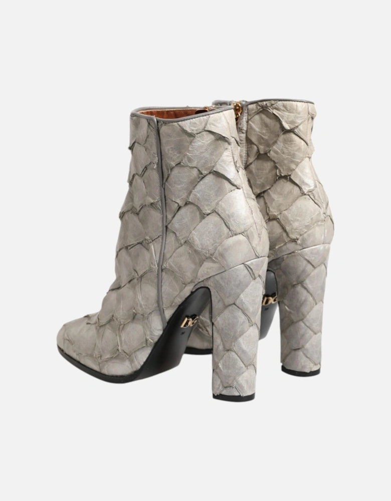 Leather Ankle Boots with Zipper Closure Women - Off White