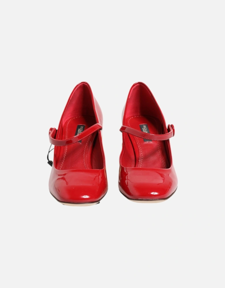 Smooth Leather Low Heel Pumps Women - Red