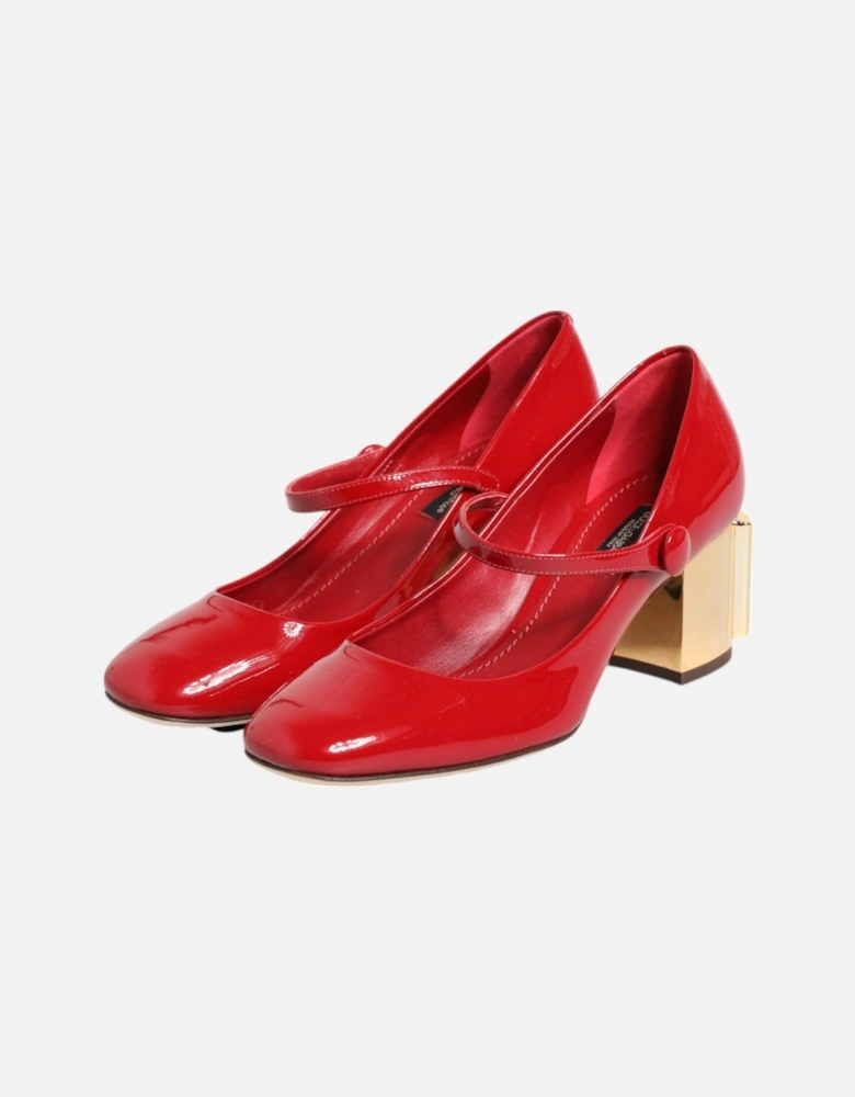 Smooth Leather Low Heel Pumps Women - Red