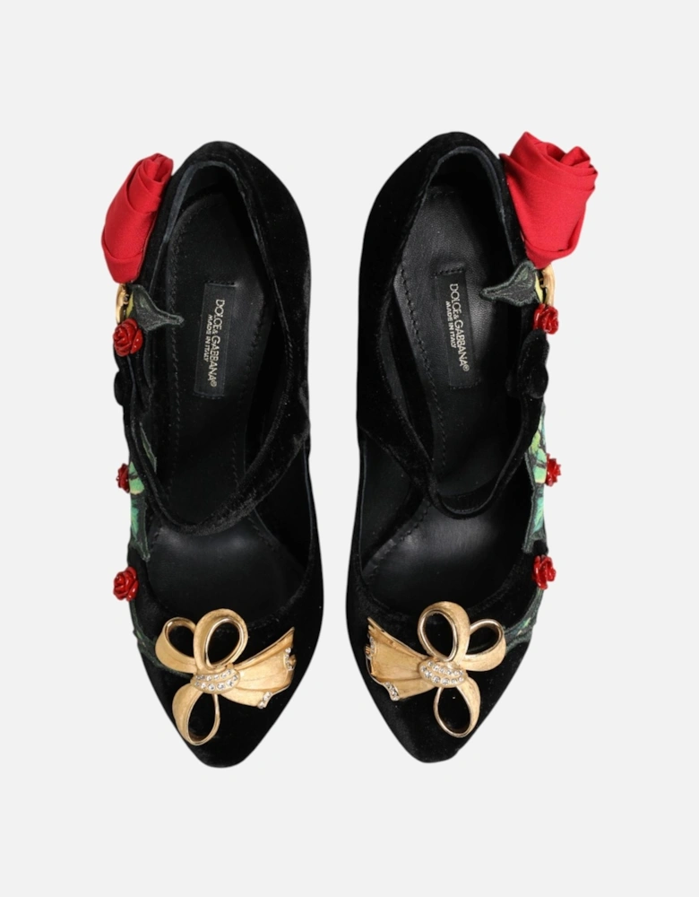 Floral Embellished Mary Jane Pumps Women - Black
