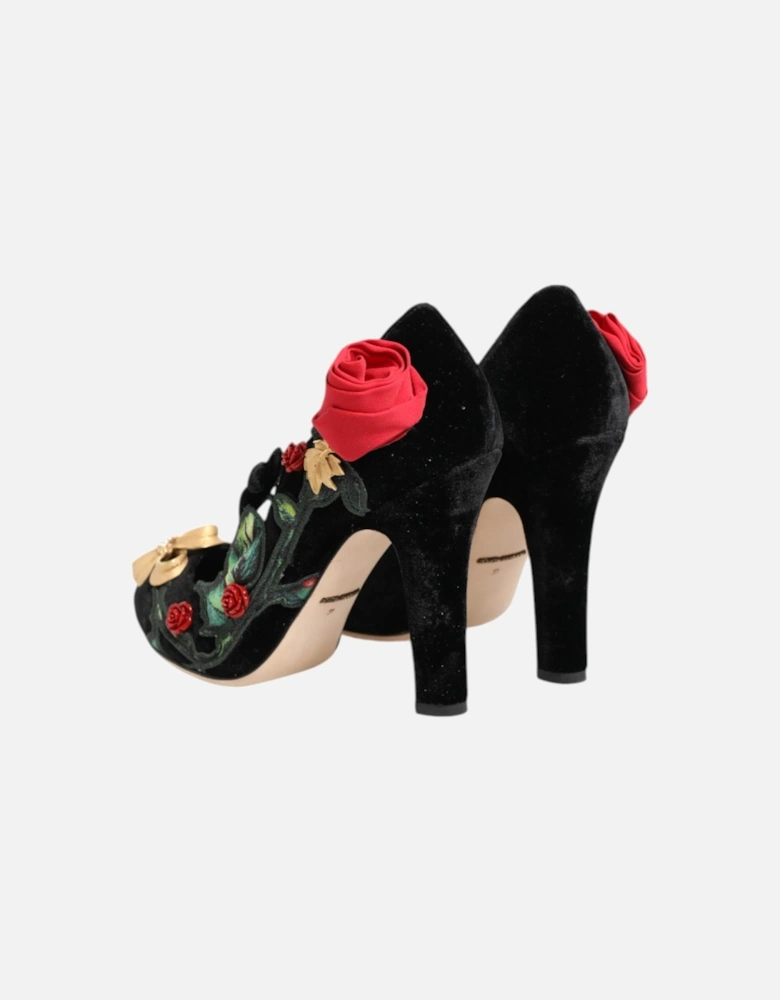 Floral Embellished Mary Jane Pumps Women - Black