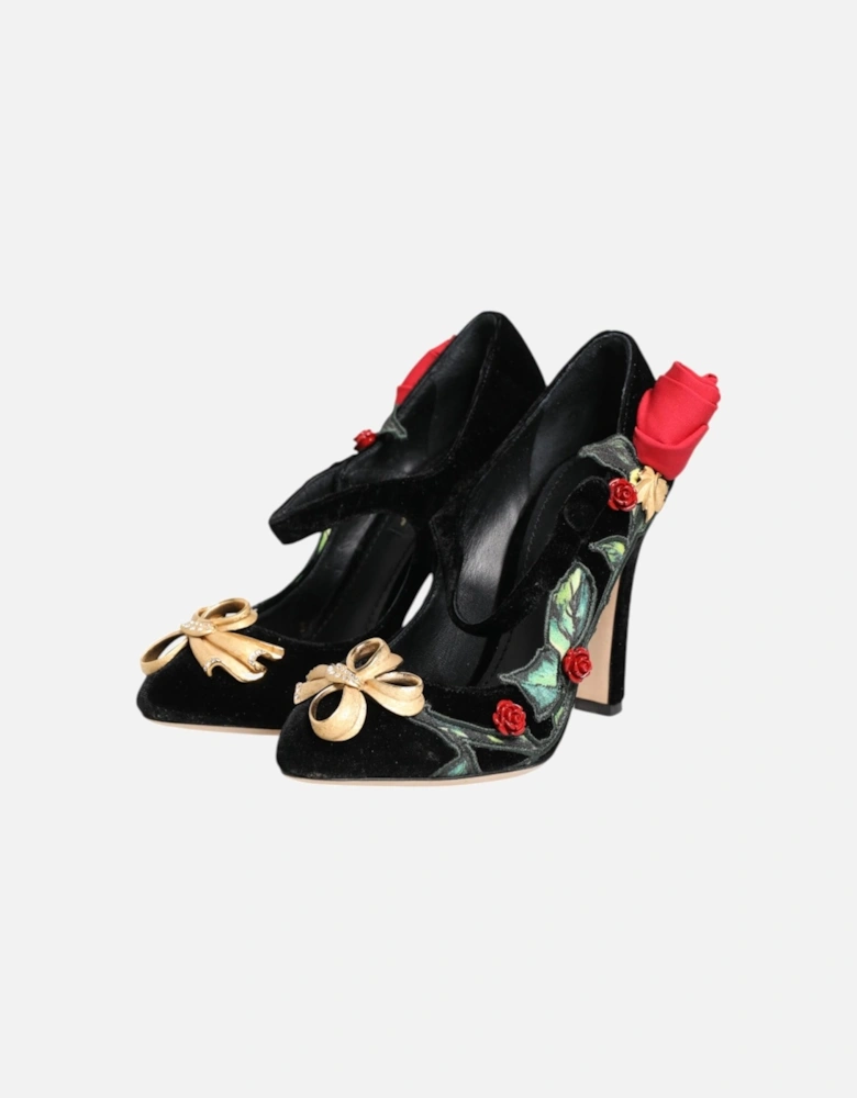 Floral Embellished Mary Jane Pumps Women - Black