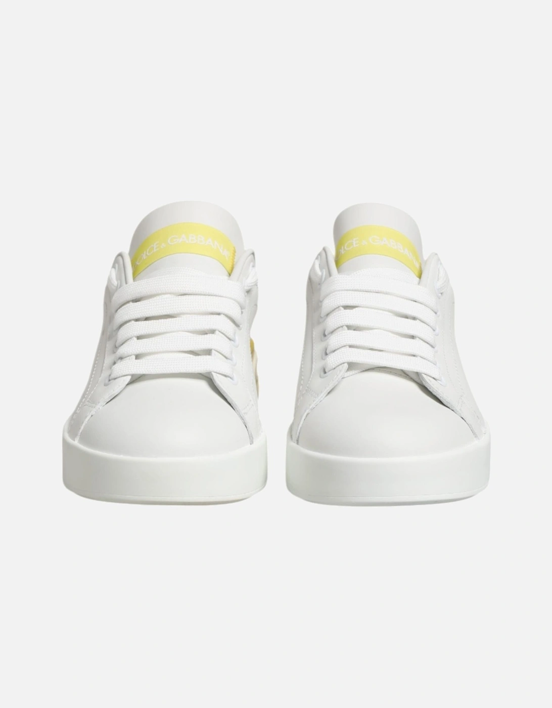Calfskin Leather Low Top Sneakers with Logo Details Women - White