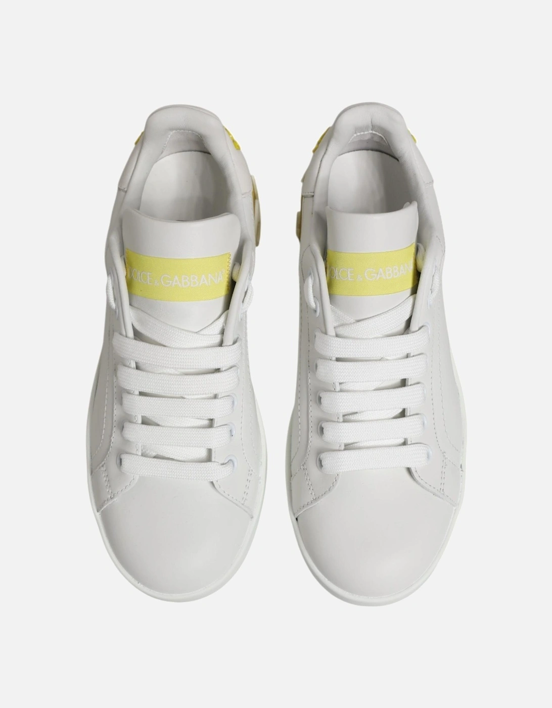 Calfskin Leather Low Top Sneakers with Logo Details Women - White