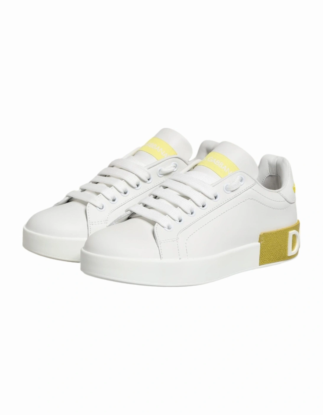 Calfskin Leather Low Top Sneakers with Logo Details Women - White