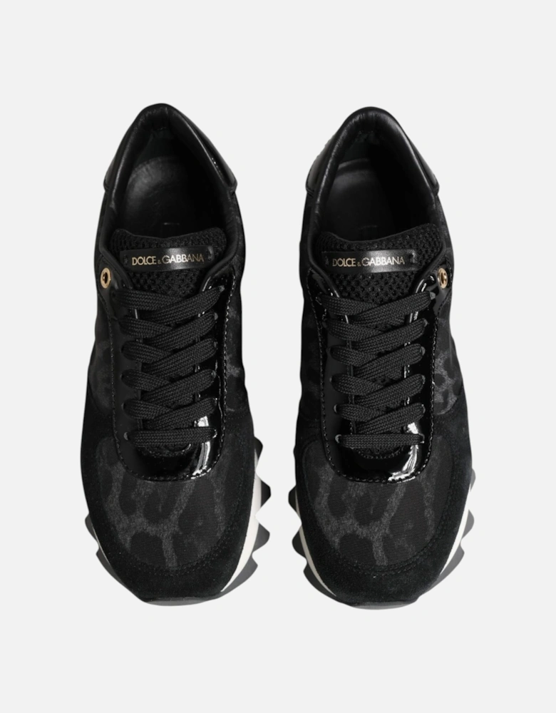 Low Top Leather Sneakers with Logo Details Women - Black And Gray