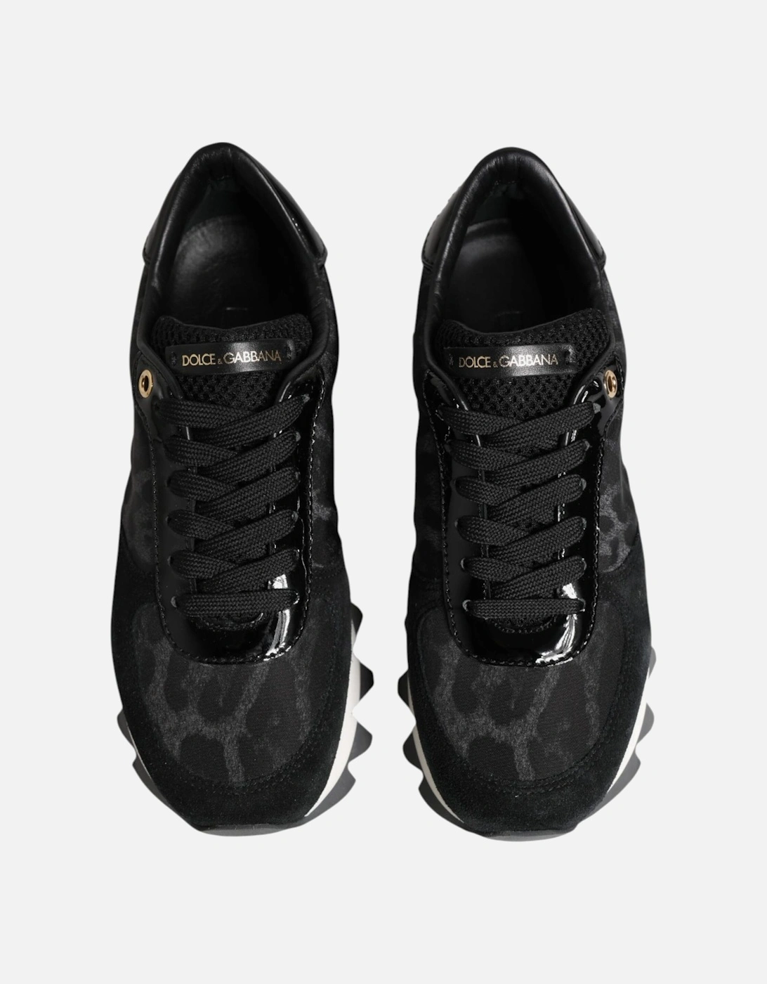 Low Top Leather Sneakers with Logo Details Women - Black And Gray