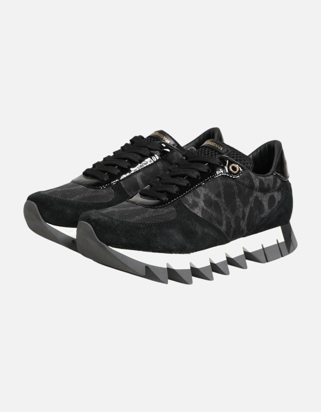 Low Top Leather Sneakers with Logo Details Women - Black And Gray