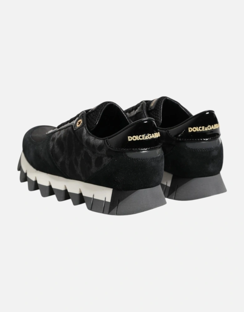 Low Top Leather Sneakers with Logo Details Women - Black And Gray