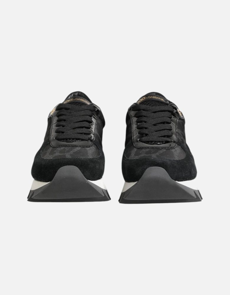 Low Top Leather Sneakers with Logo Details Women - Black And Gray