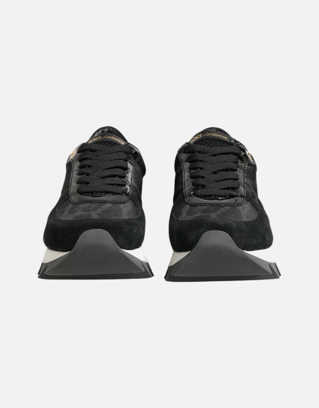Low Top Leather Sneakers with Logo Details Women - Black And Gray