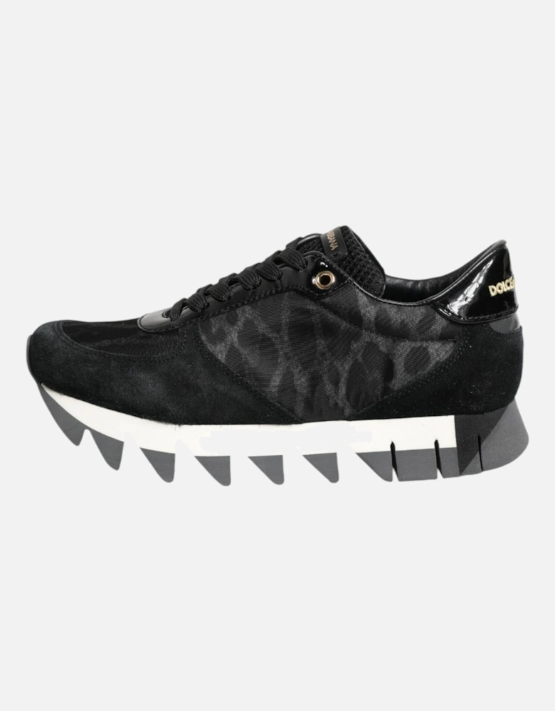 Low Top Leather Sneakers with Logo Details Women - Black And Gray
