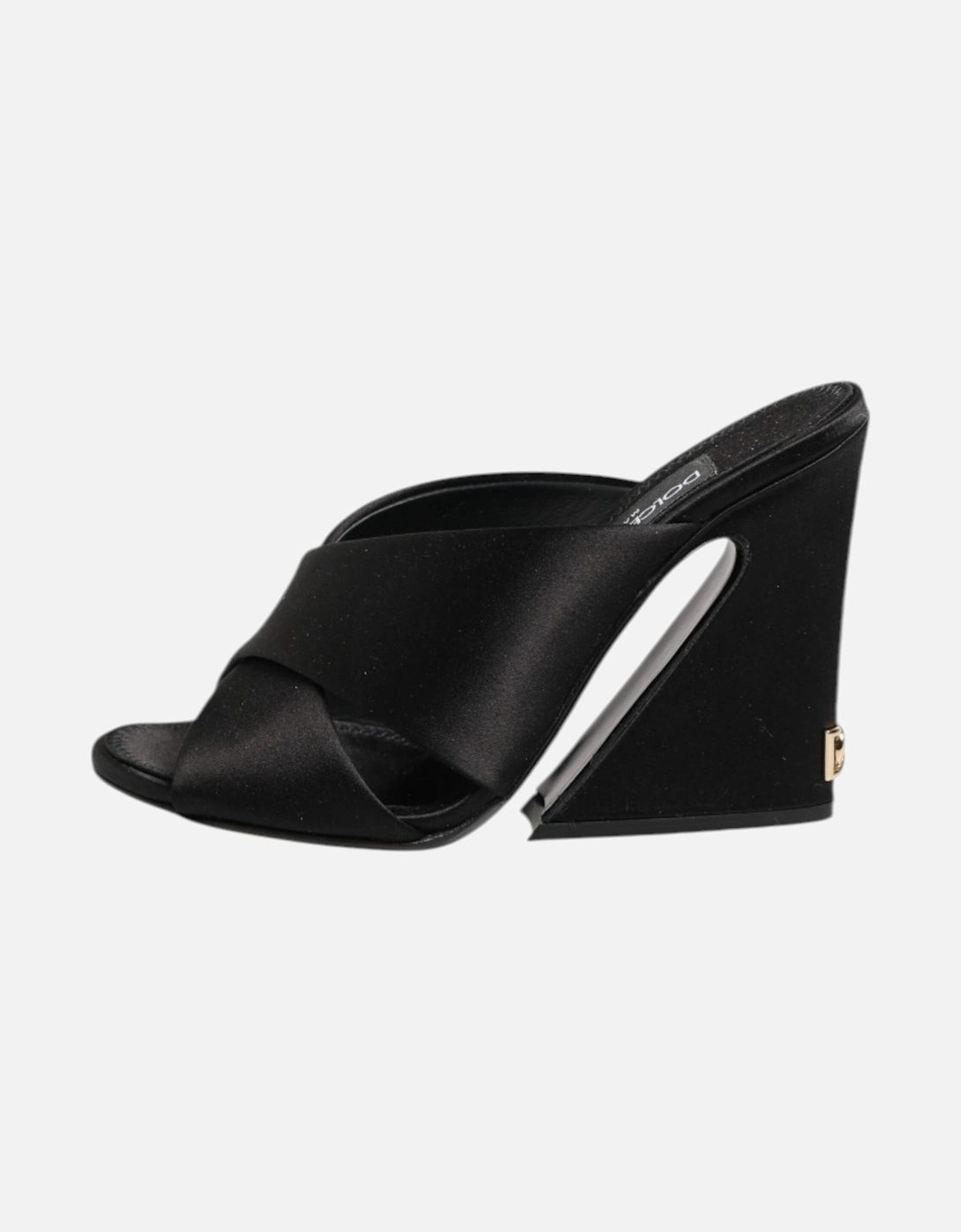Satin High Heel Crossover Panel Sandals Women - Black