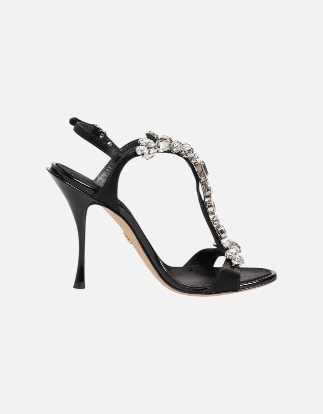 Embellished Crystal Satin Stiletto Heel Sandals Women - Black, 6 of 5