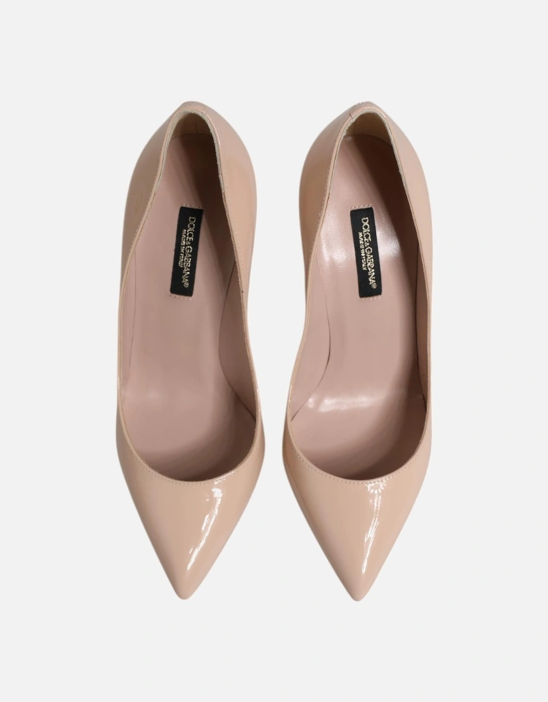 Patent Leather Heels with Logo Detail Women - Beige Pumps