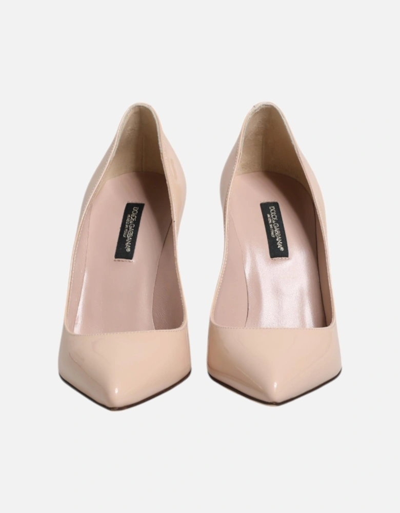 Patent Leather Heels with Logo Detail Women - Beige Pumps