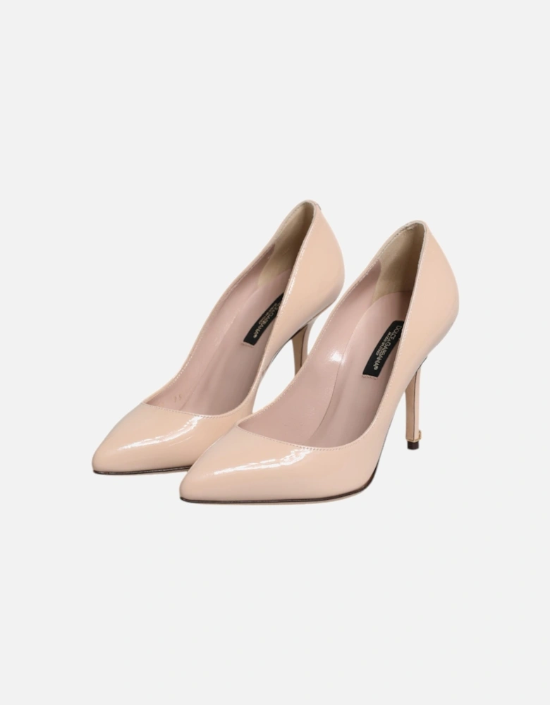 Patent Leather Heels with Logo Detail Women - Beige Pumps