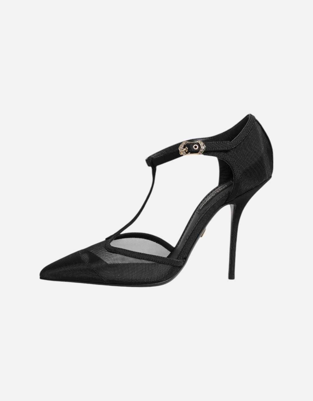 Black Mesh T-Strap High Stiletto Heel Sandals Women