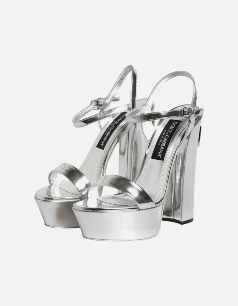 Ankle Strap Platform Heel Sandals Women - Silver
