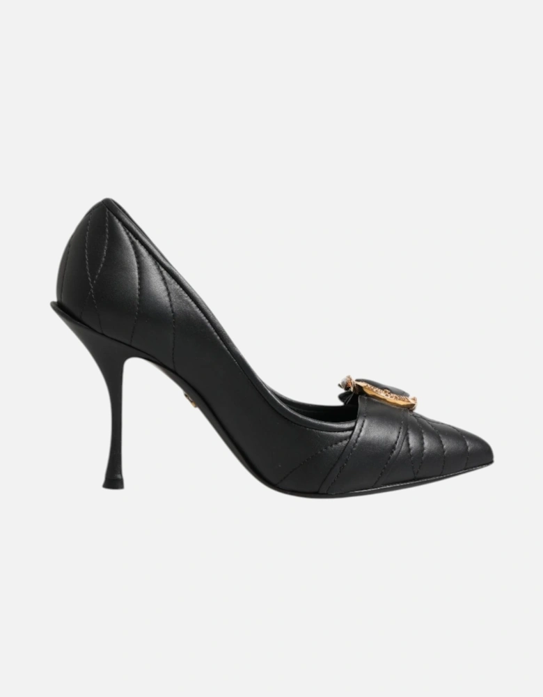 Quilted Leather Pumps with Devotion Buckle Women - Black