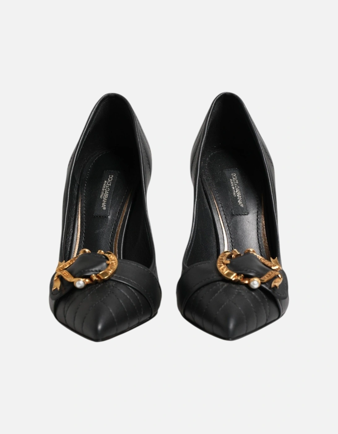 Quilted Leather Pumps with Devotion Buckle Women - Black