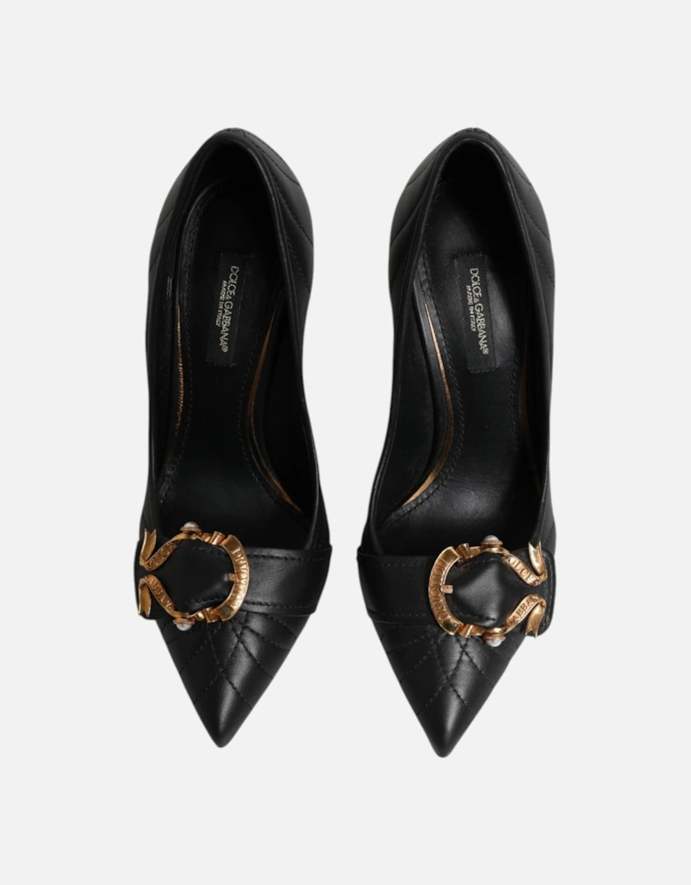 Quilted Leather Pumps with Devotion Buckle Women - Black