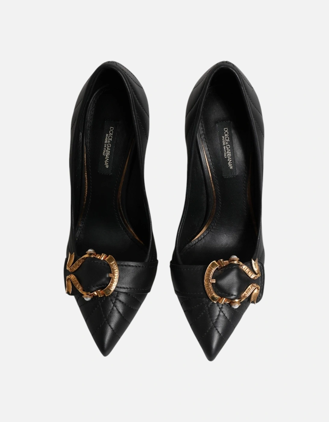 Quilted Leather Pumps with Devotion Buckle Women - Black