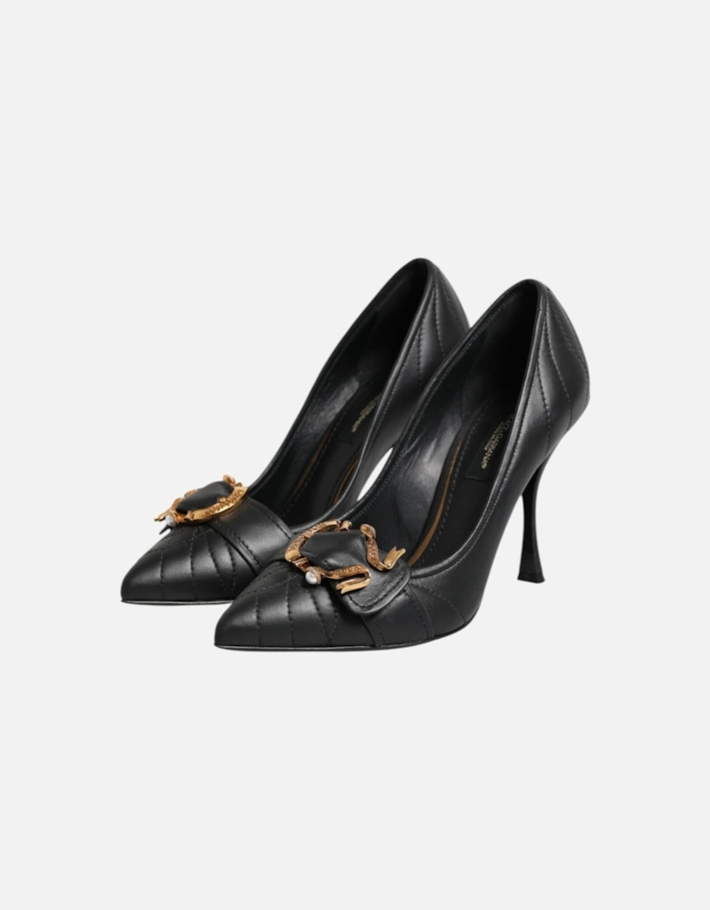 Quilted Leather Pumps with Devotion Buckle Women - Black