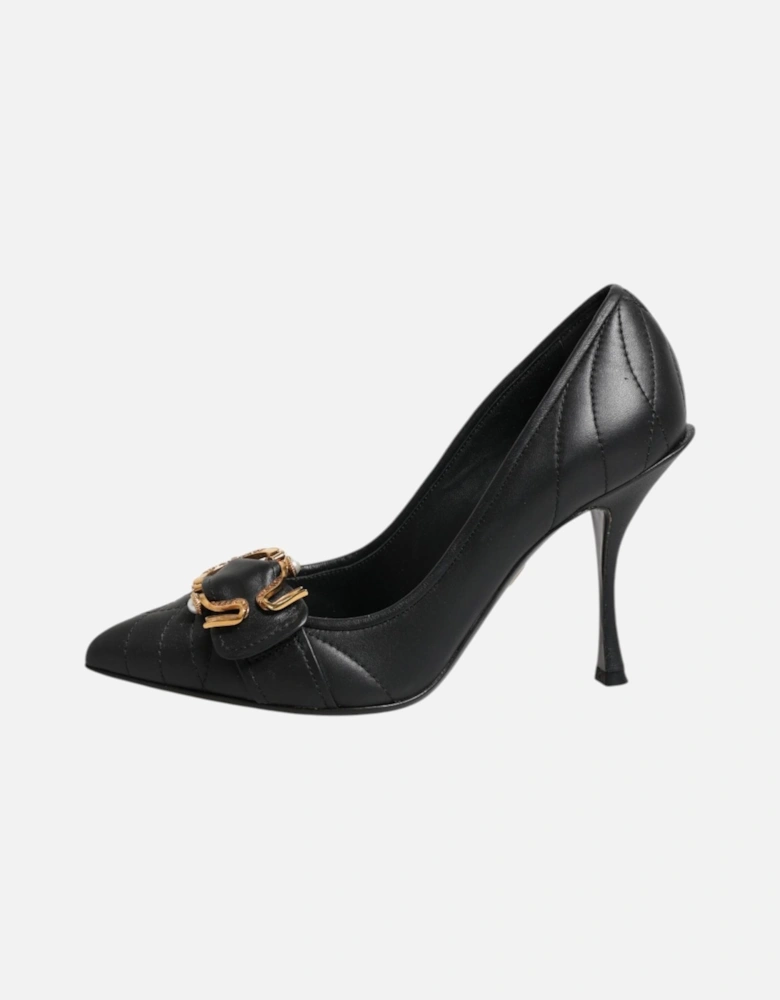 Quilted Leather Pumps with Devotion Buckle Women - Black