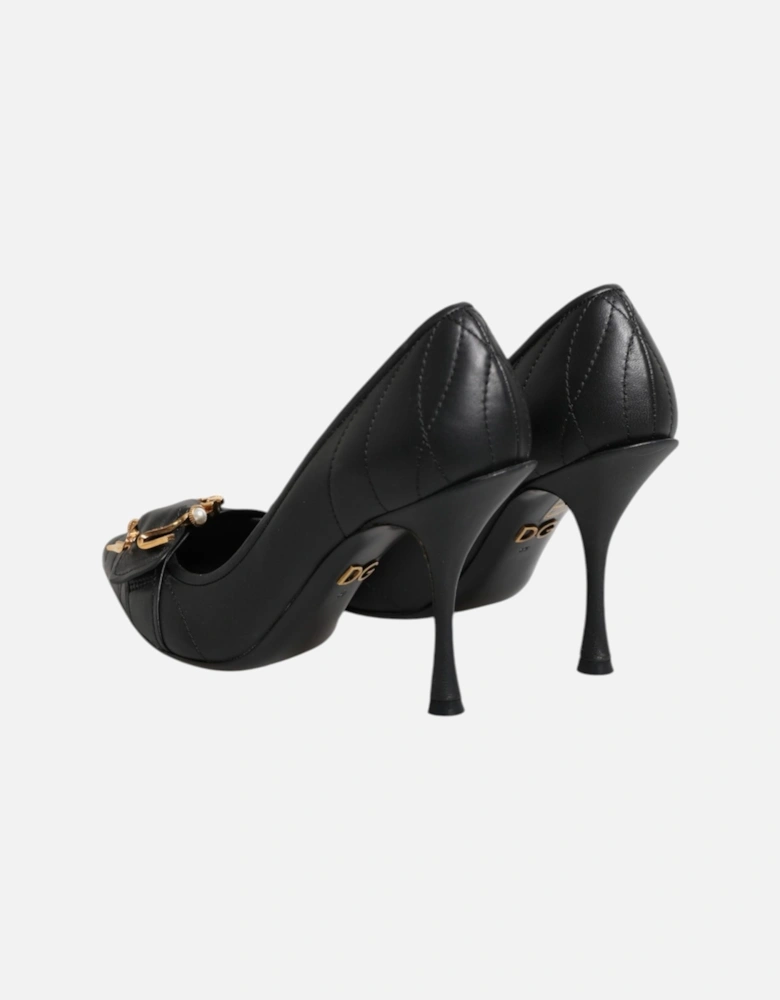 Quilted Leather Pumps with Devotion Buckle Women - Black