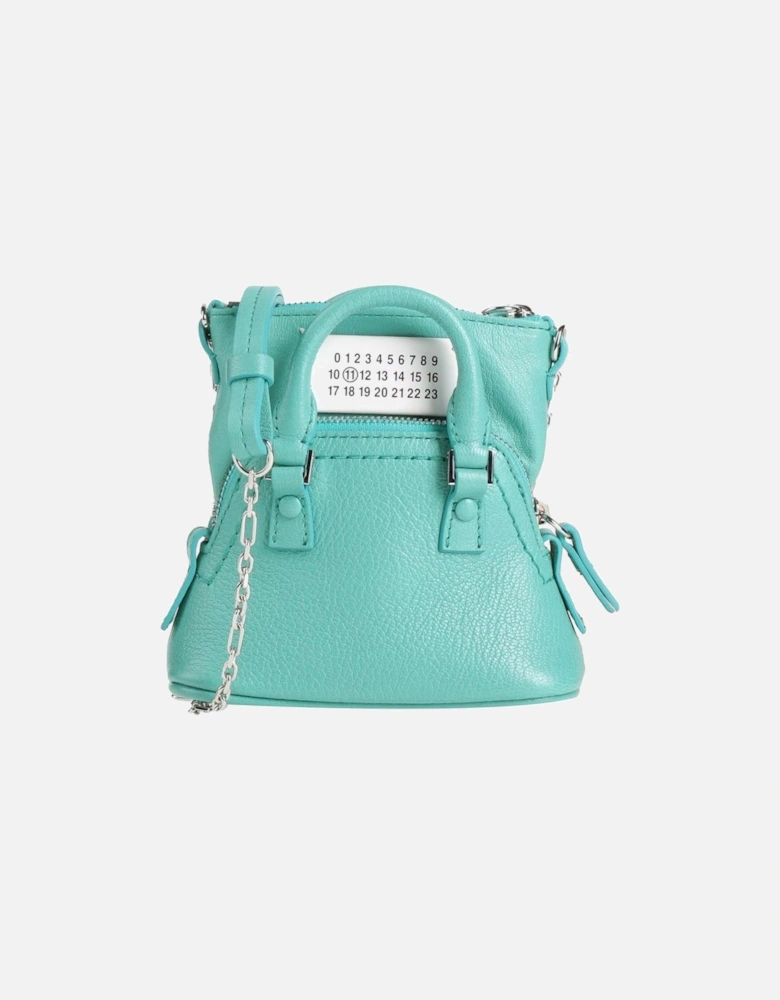 Textured Leather Top Handle Crossbody Bag with Chain Detail Women -