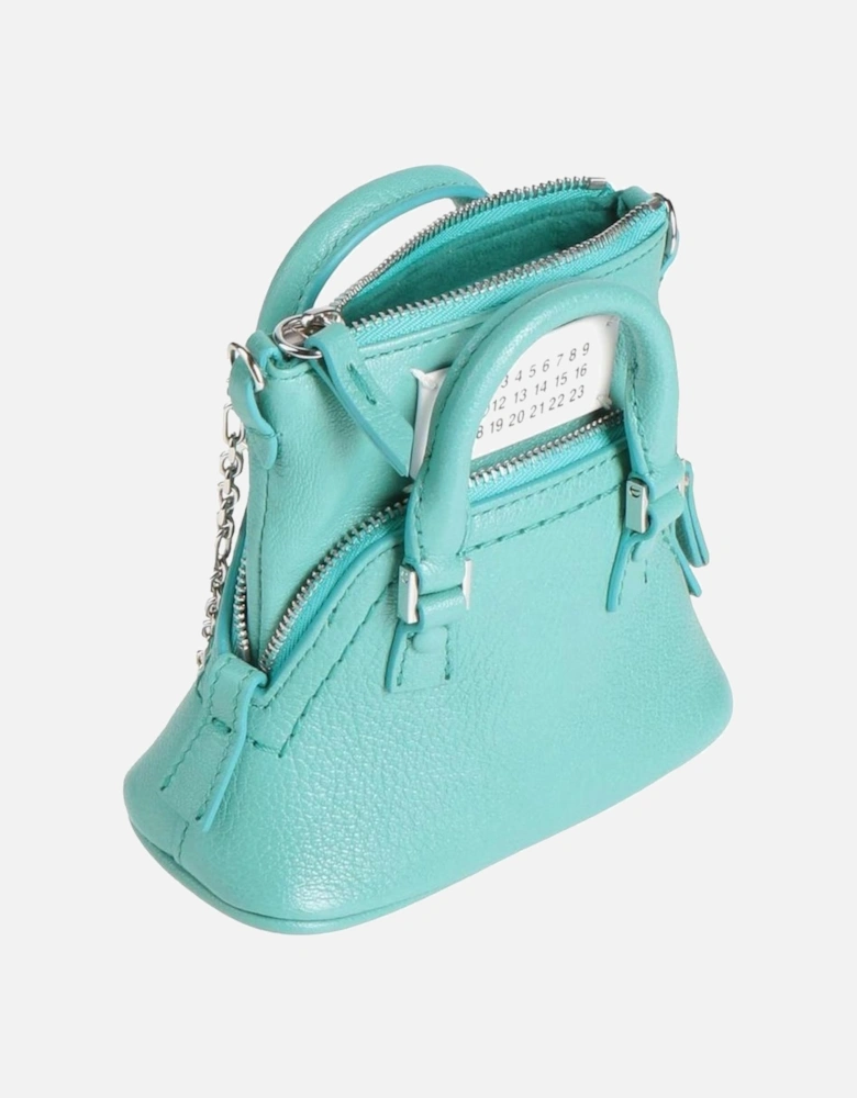 Textured Leather Top Handle Crossbody Bag with Chain Detail Women -
