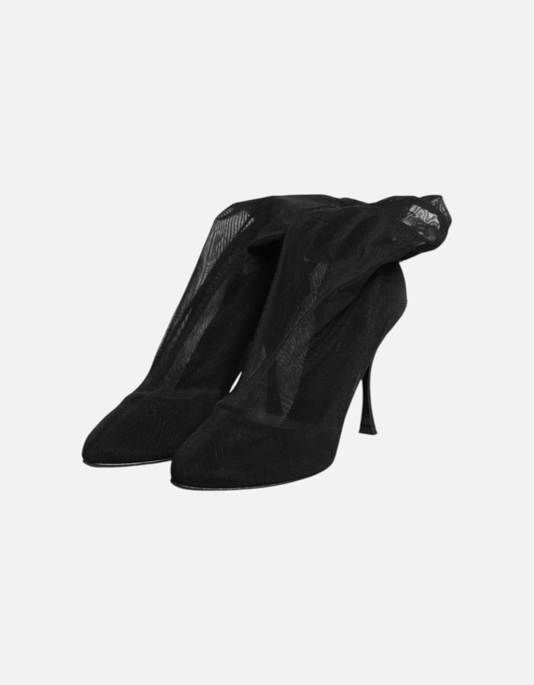 Stretch Sock Boots with Leather Sole Women - Black