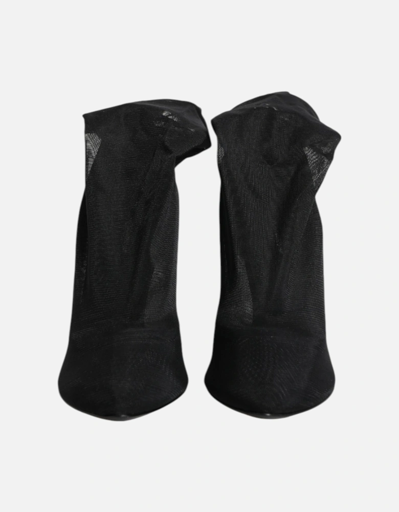 Stretch Sock Boots with Leather Sole Women - Black