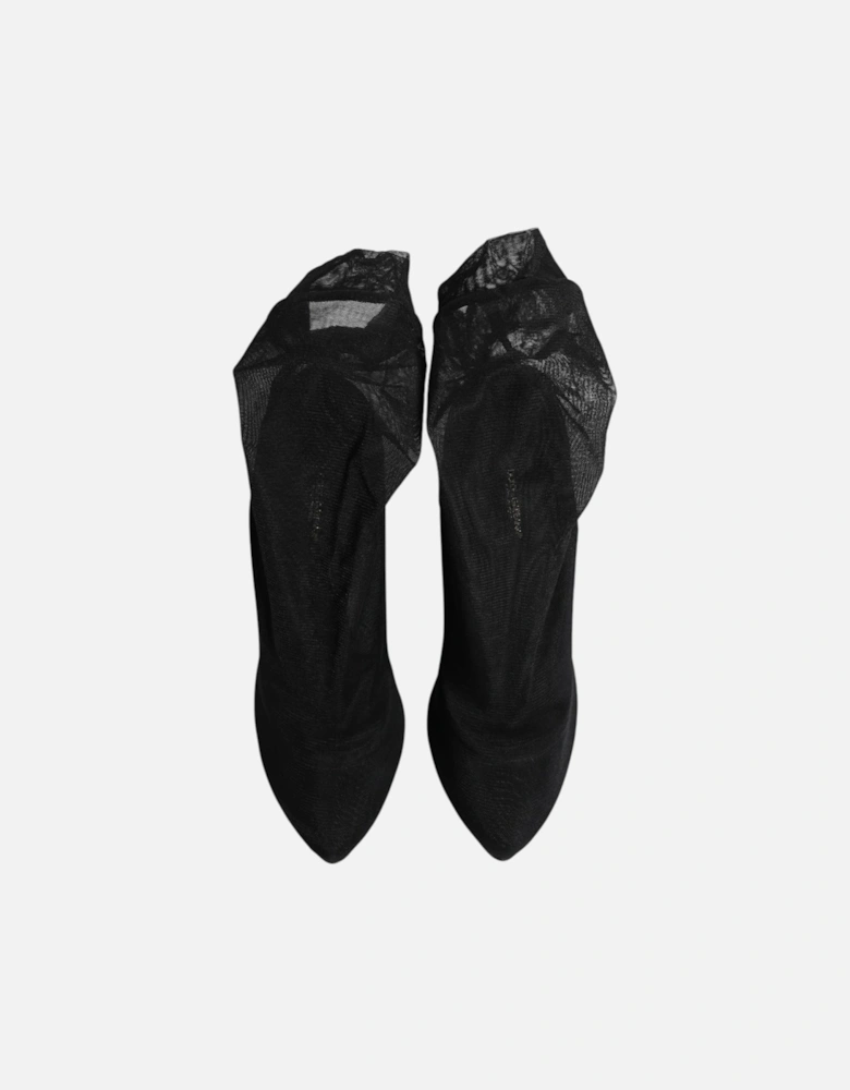 Stretch Sock Boots with Leather Sole Women - Black