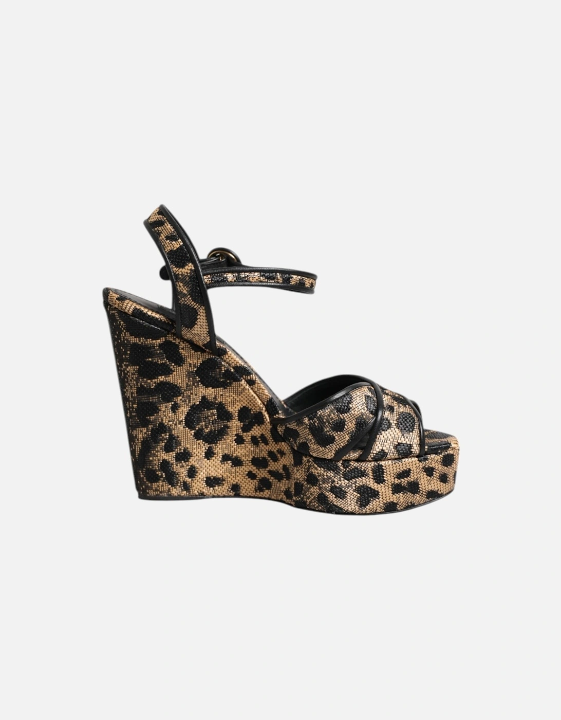 Ankle Strap Leopard Wedge Heels Sandals Women - Black And Brown, 7 of 6