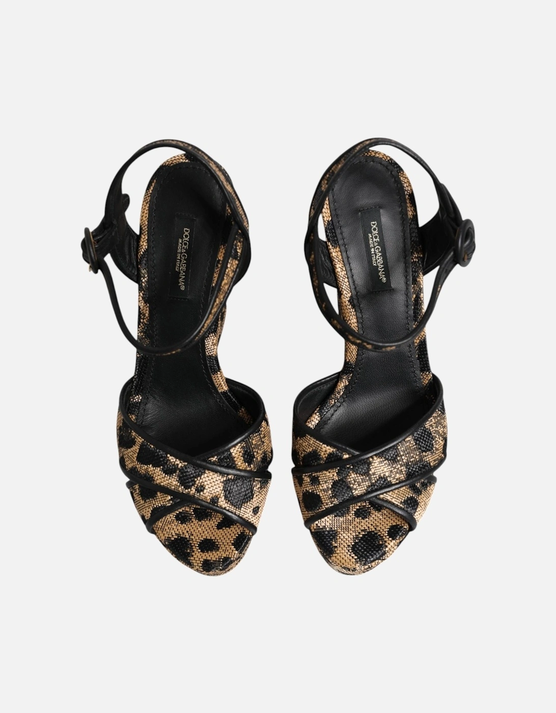 Ankle Strap Leopard Wedge Heels Sandals Women - Black And Brown