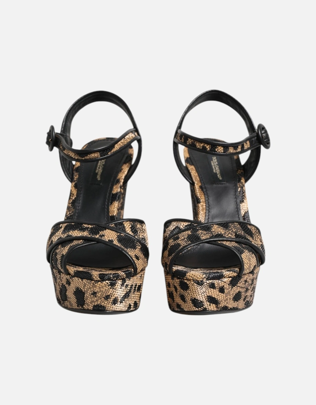 Ankle Strap Leopard Wedge Heels Sandals Women - Black And Brown