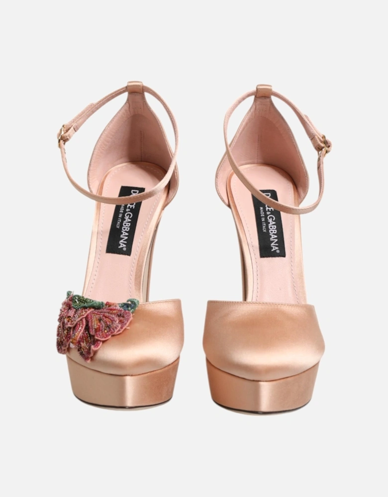 Floral Embellished Ankle Strap Sandals Women - Pink